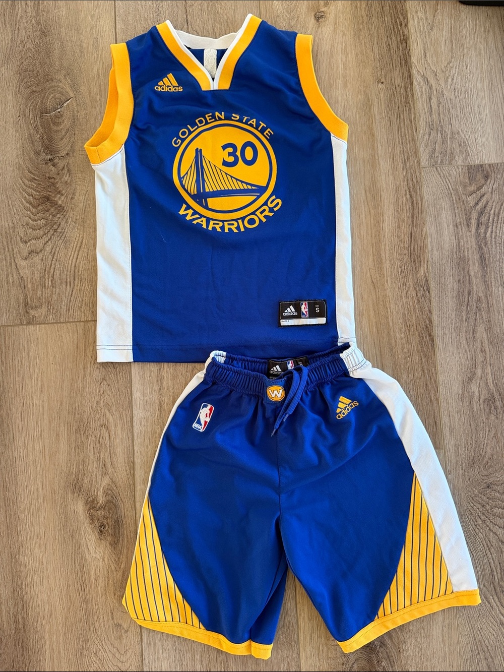Curry adidas Blue Yellow Golden State Warriors Kids Jersey S